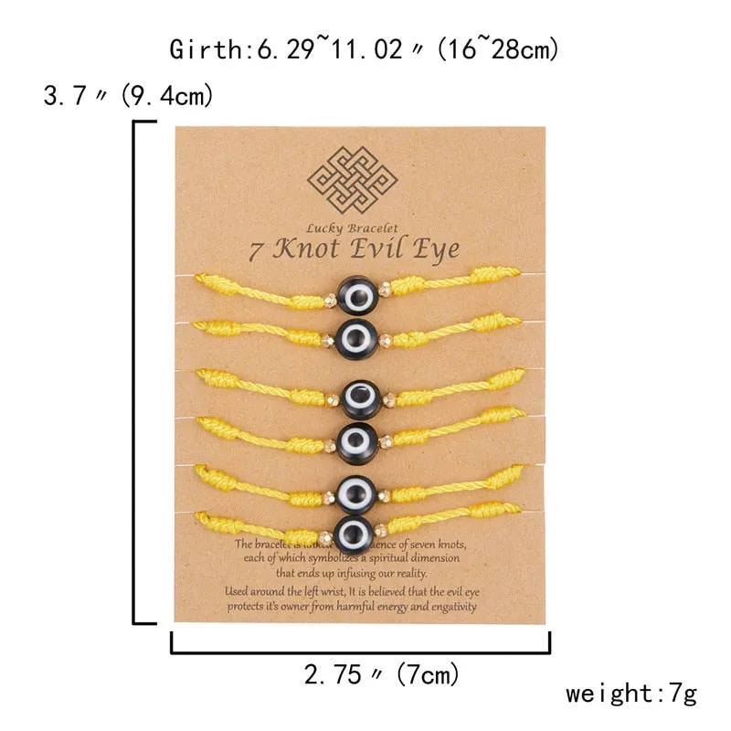 Embrace Fortuitous Vibes with our Exquisite Set of 6 Handmade Turkish Evil Eye Bracelets - Adjustable, Stylish and Trendy Fashion Accessory for Women and Men