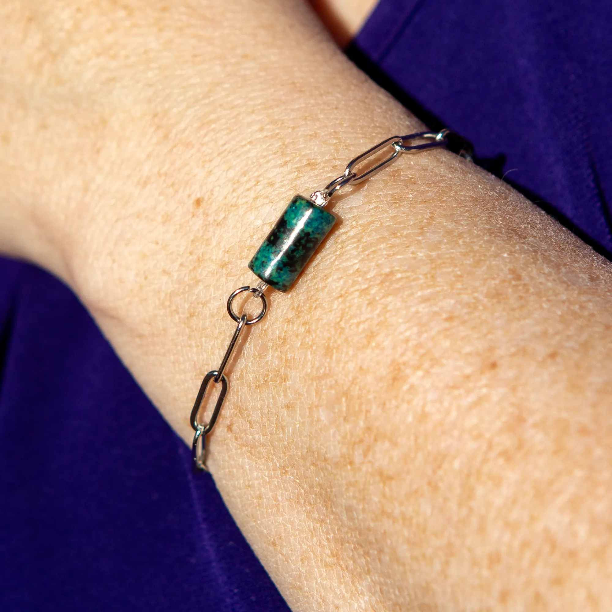 Emerald - Paper Clip Bracelet