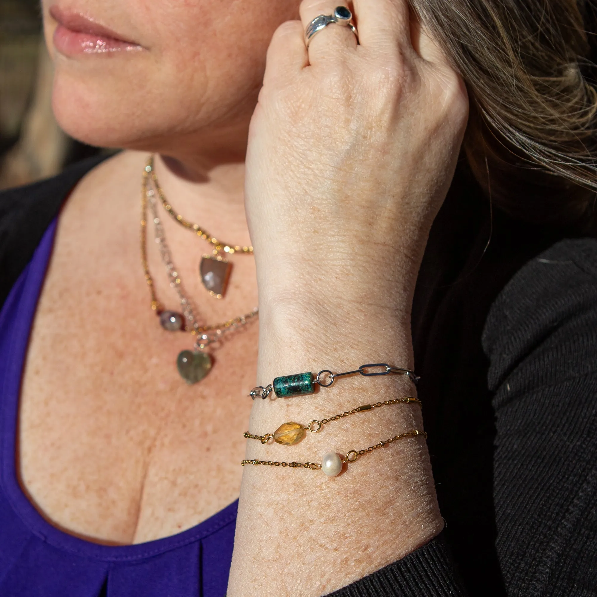 Emerald - Paper Clip Bracelet