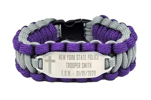 End of Watch Police Remembrance 550 Paracord Bracelet with Custom Engraved Stainless Steel ID Tag
