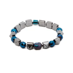 Energy Of Buddha Silver Hematite Stone Beaded Bracelet