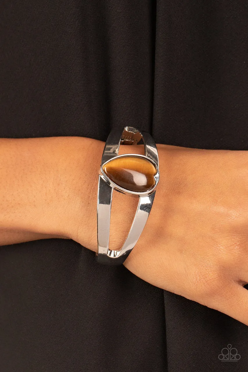 Enhanced Enchantment - Brown - Cat's Eye Stone Paparazzi Cuff Bracelet