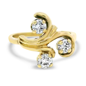 Estate 14k Yellow Gold Diamond Swirl Ring