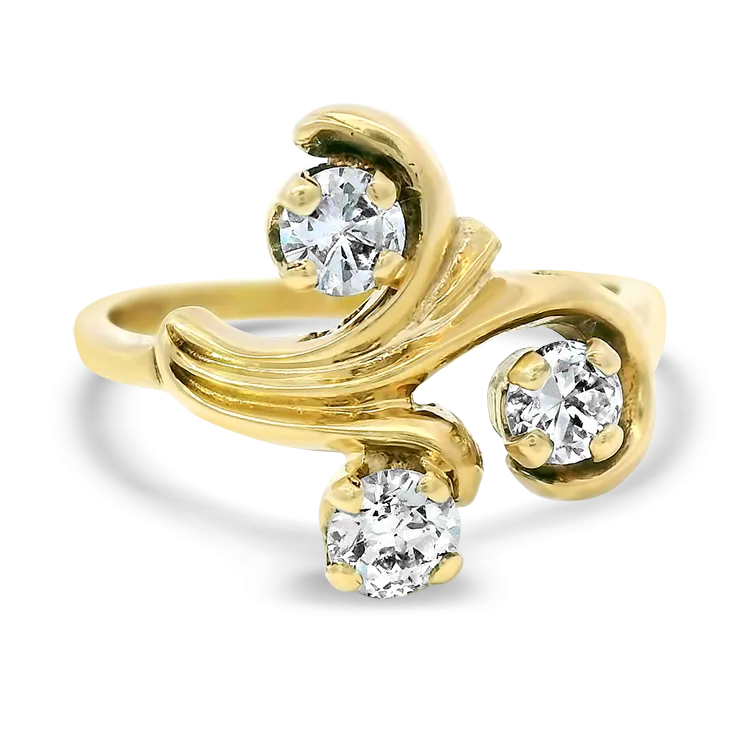 Estate 14k Yellow Gold Diamond Swirl Ring