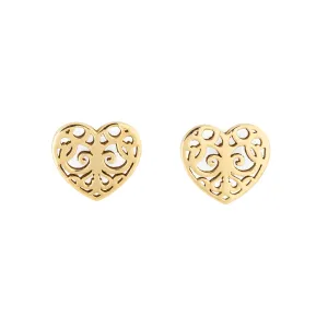 Estate Tiffany & Co Enchant Heart Earrings 18k Yellow Gold Studs Fine Jewelry