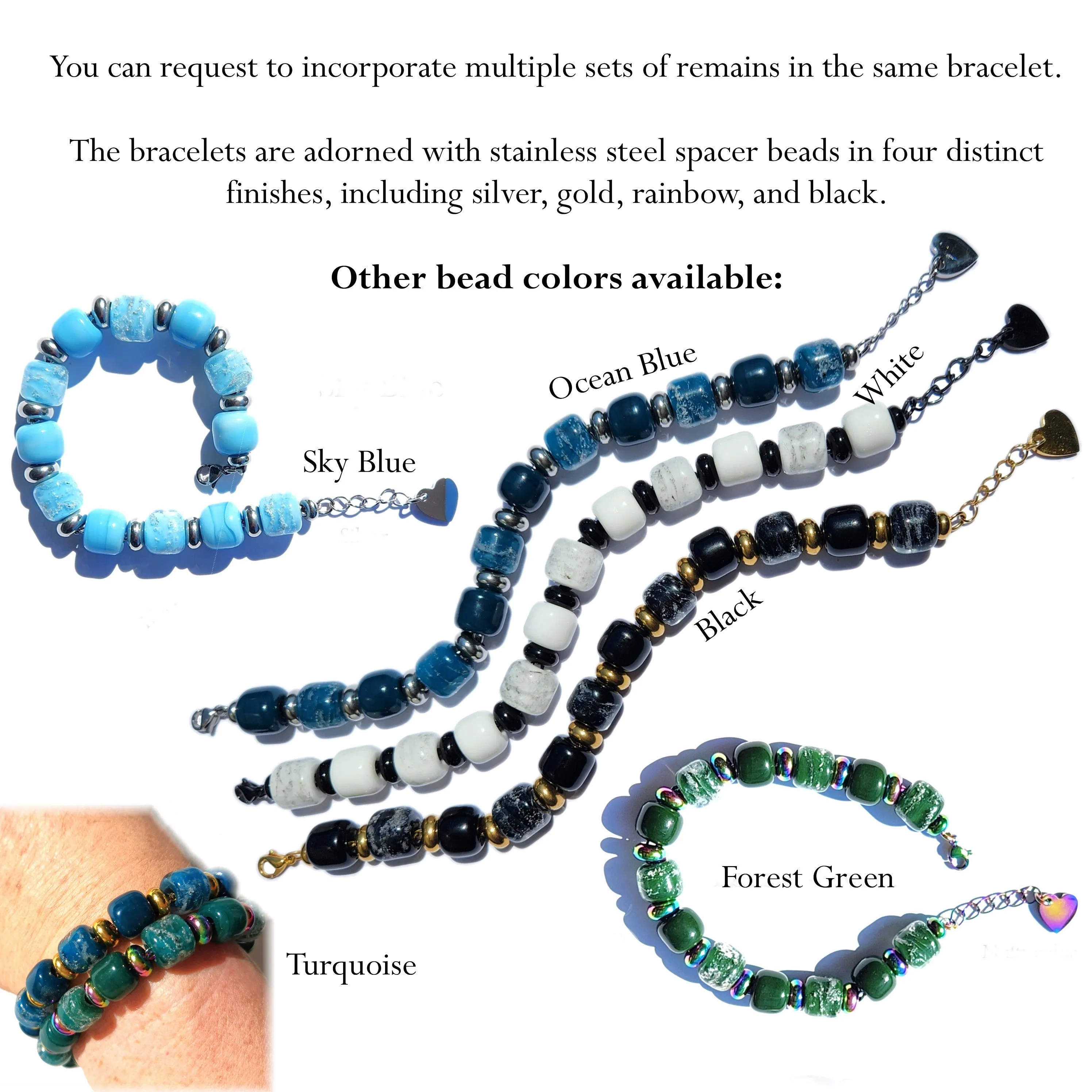 Eternal Bracelet with Cremation Ashes in Forest Green
