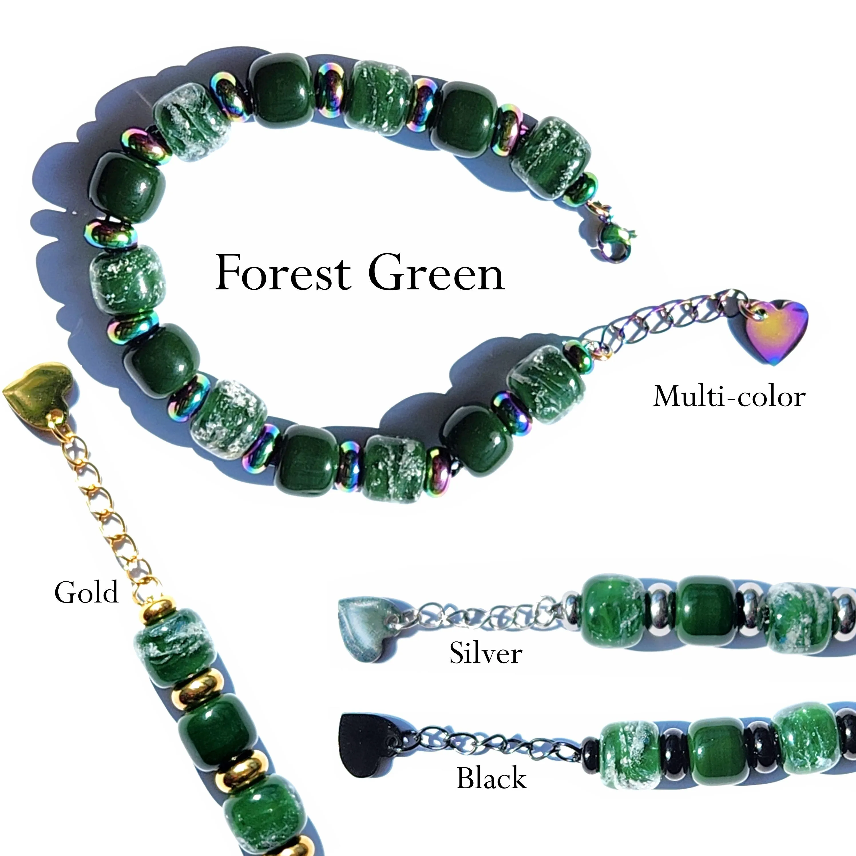 Eternal Bracelet with Cremation Ashes in Forest Green