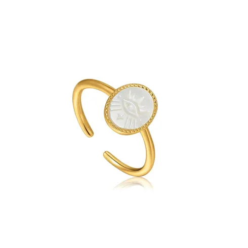 EVIL EYE EMBLEM ADJUSTABLE RING