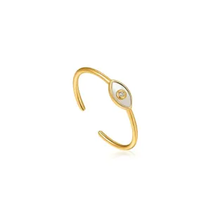 EVIL EYE GOLD ADJUSTABLE RING