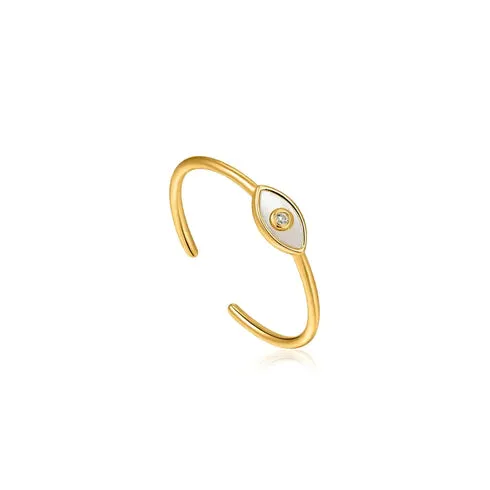 EVIL EYE GOLD ADJUSTABLE RING