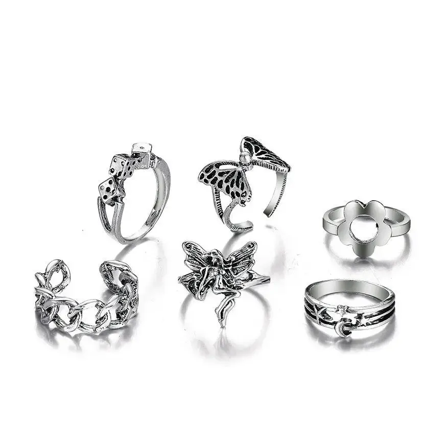 Fairy Grunge Y2K Ring Set for Unique Apparel and Accessories