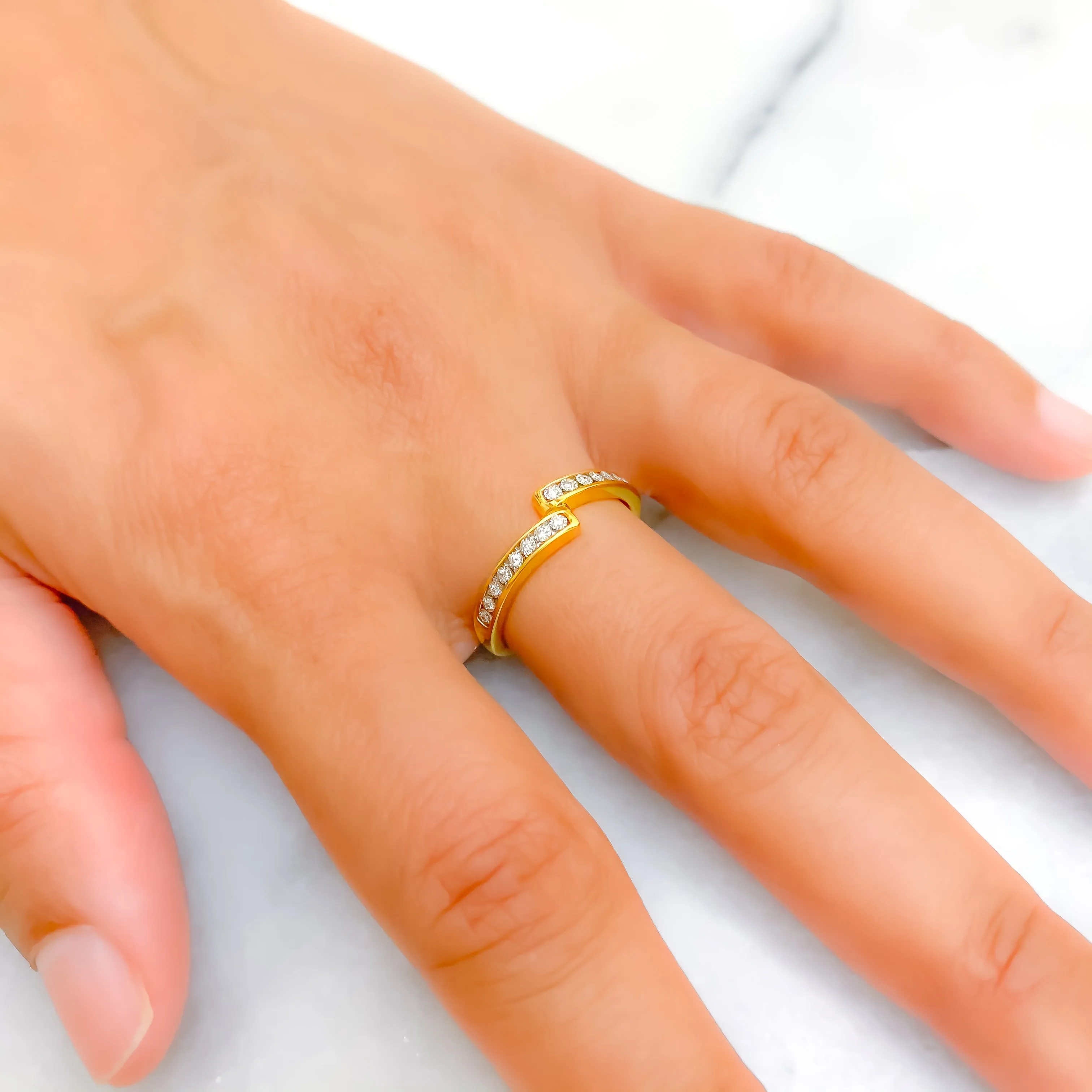 Fancy Upscale 18K Gold   Diamond Band