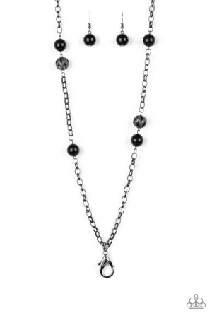 Fashion Fad Black Paparazzi Lanyard Necklace
