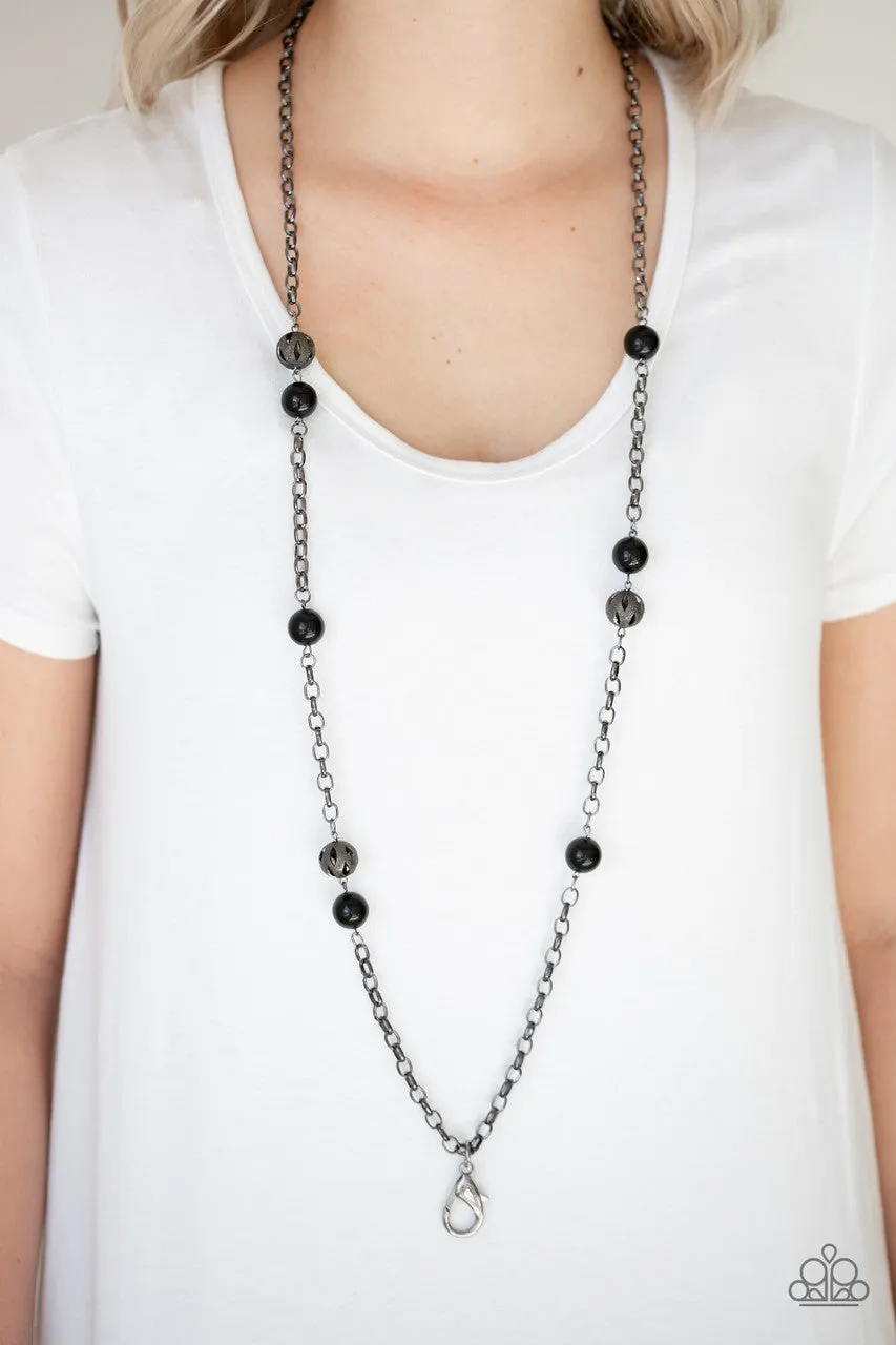 Fashion Fad Black Paparazzi Lanyard Necklace