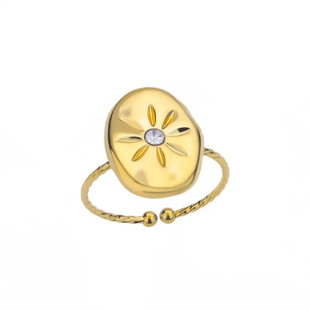 Fashion Stainless Steel Gold Color Hoop Rings For Women Luxury Open Adjustable Eyes Ring Jewelry Sets Wedding Party