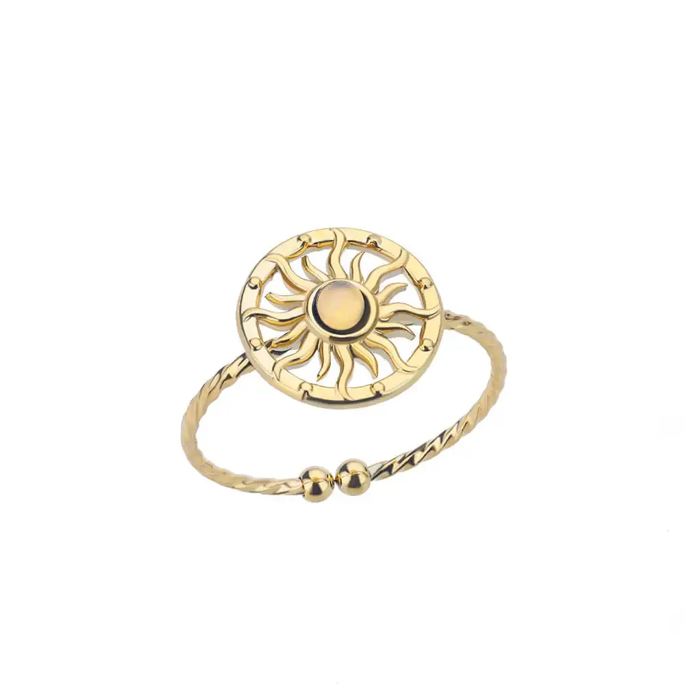 Fashion Stainless Steel Gold Color Hoop Rings For Women Luxury Open Adjustable Eyes Ring Jewelry Sets Wedding Party