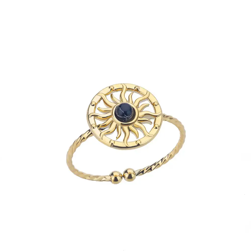 Fashion Stainless Steel Gold Color Hoop Rings For Women Luxury Open Adjustable Eyes Ring Jewelry Sets Wedding Party