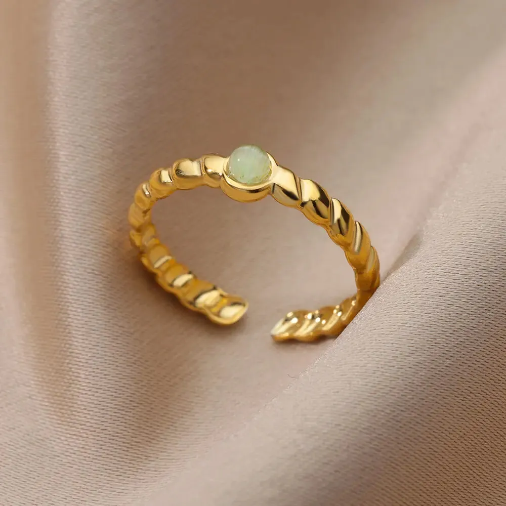 Fashion Stainless Steel Gold Color Hoop Rings For Women Luxury Open Adjustable Eyes Ring Jewelry Sets Wedding Party