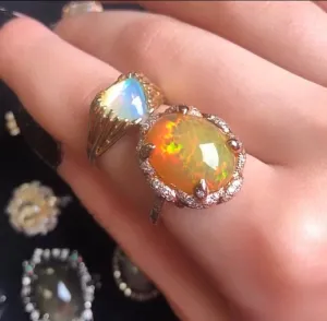 Floral Ethiopian Opal Rose Gold Ring