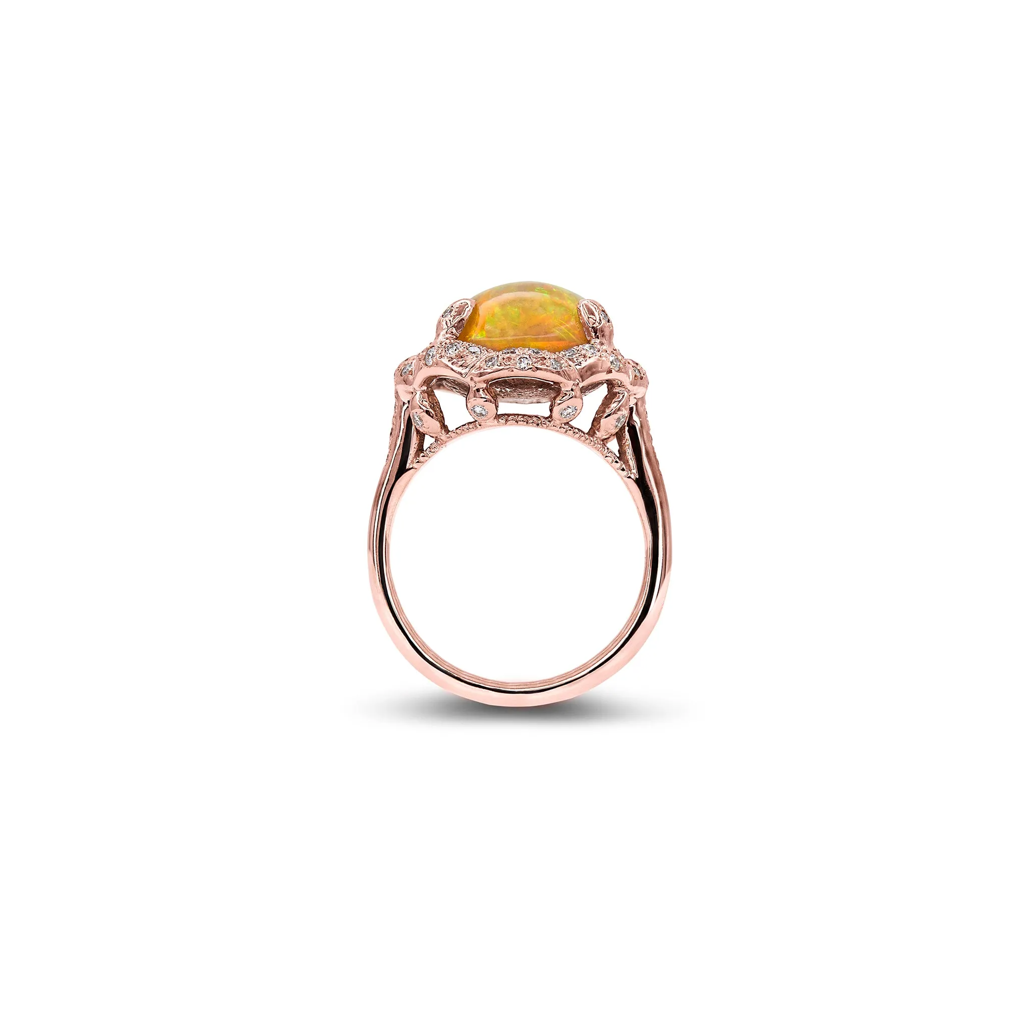 Floral Ethiopian Opal Rose Gold Ring