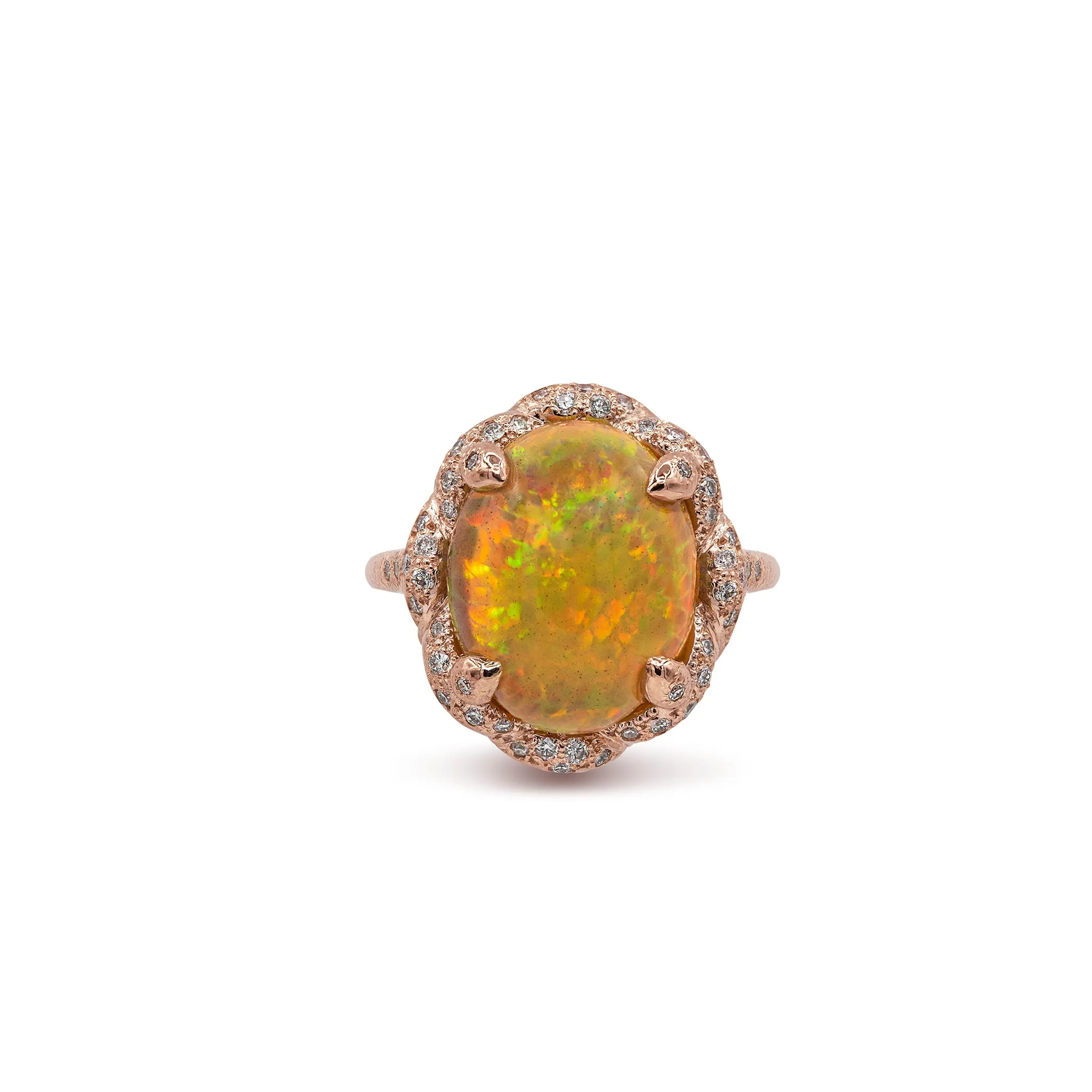 Floral Ethiopian Opal Rose Gold Ring