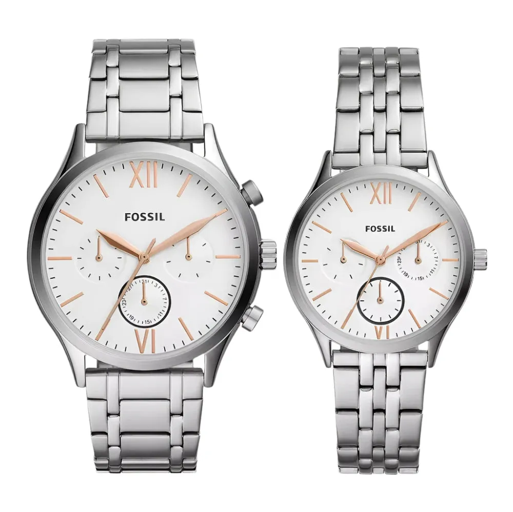 Fossil Fenmore His and Her Multifunction Stainless Steel Watch Gift Set