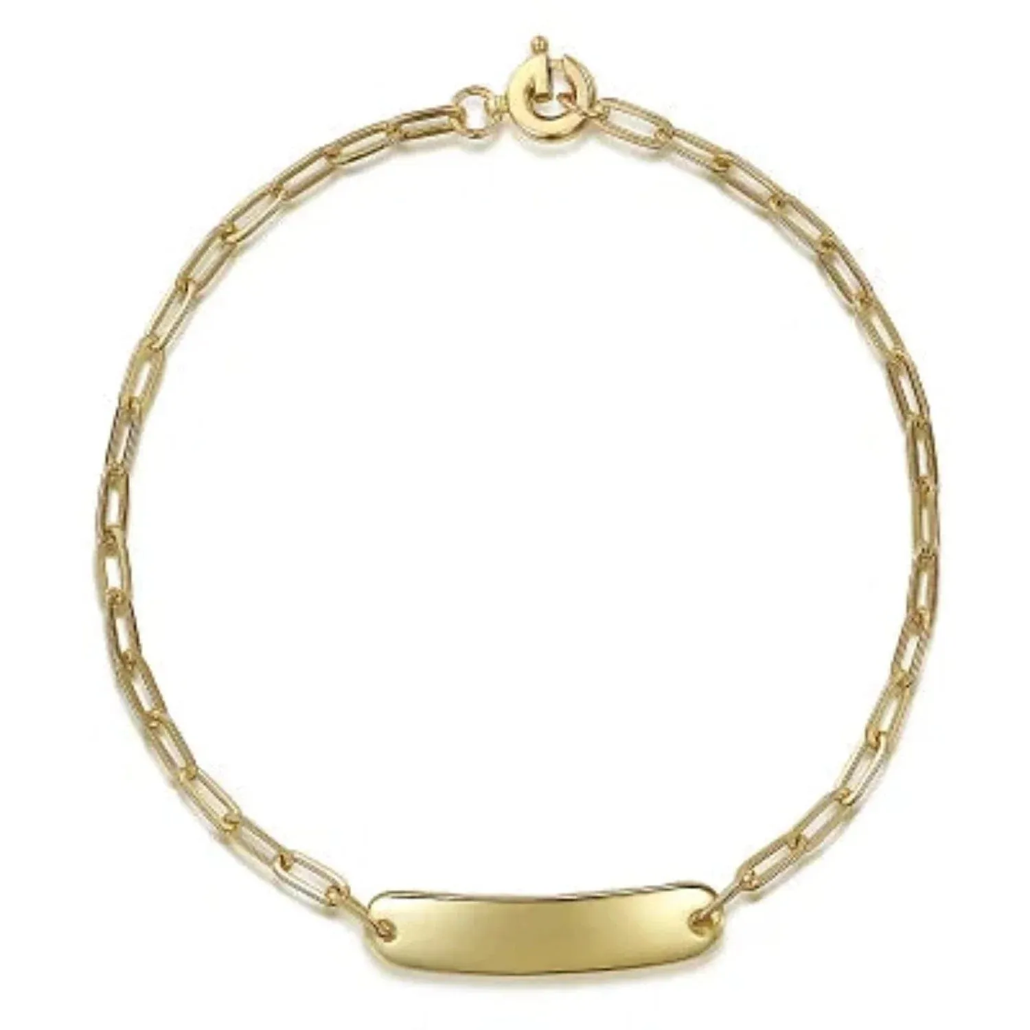 Gabriel & Co. Plain Gold Hollow Paperclip Chain Personalized ID Bracelet