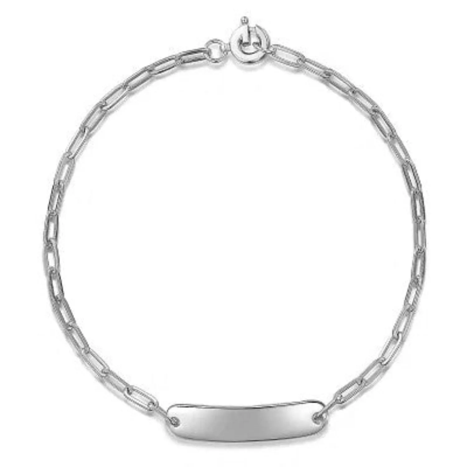Gabriel & Co. Plain Gold Hollow Paperclip Chain Personalized ID Bracelet