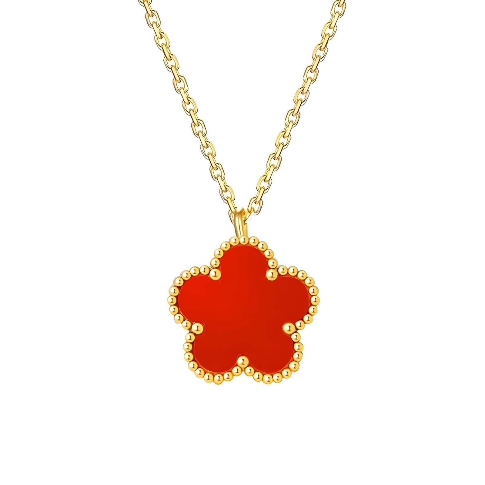 Garden Flower Charm Necklace in 18K Gold Plated Steel