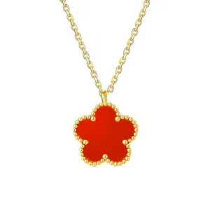 Garden Flower Charm Necklace in 18K Gold Plated Steel