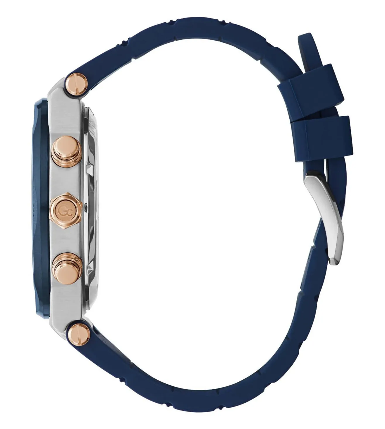 Gc Force Chrono Gent Blue Dial with Rosegold Details Blue Silicone Band Watch