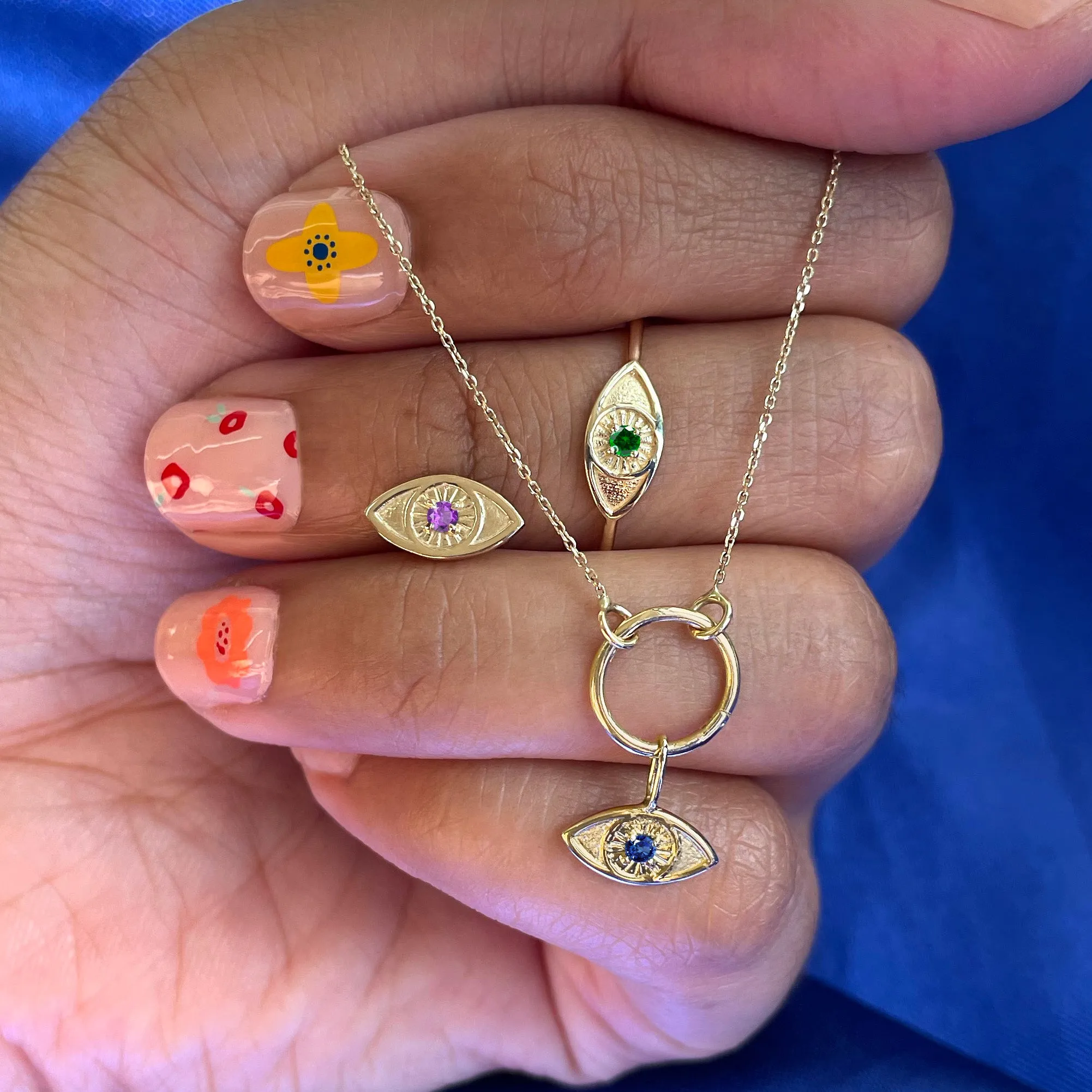 Gemstone Evil Eye Ring