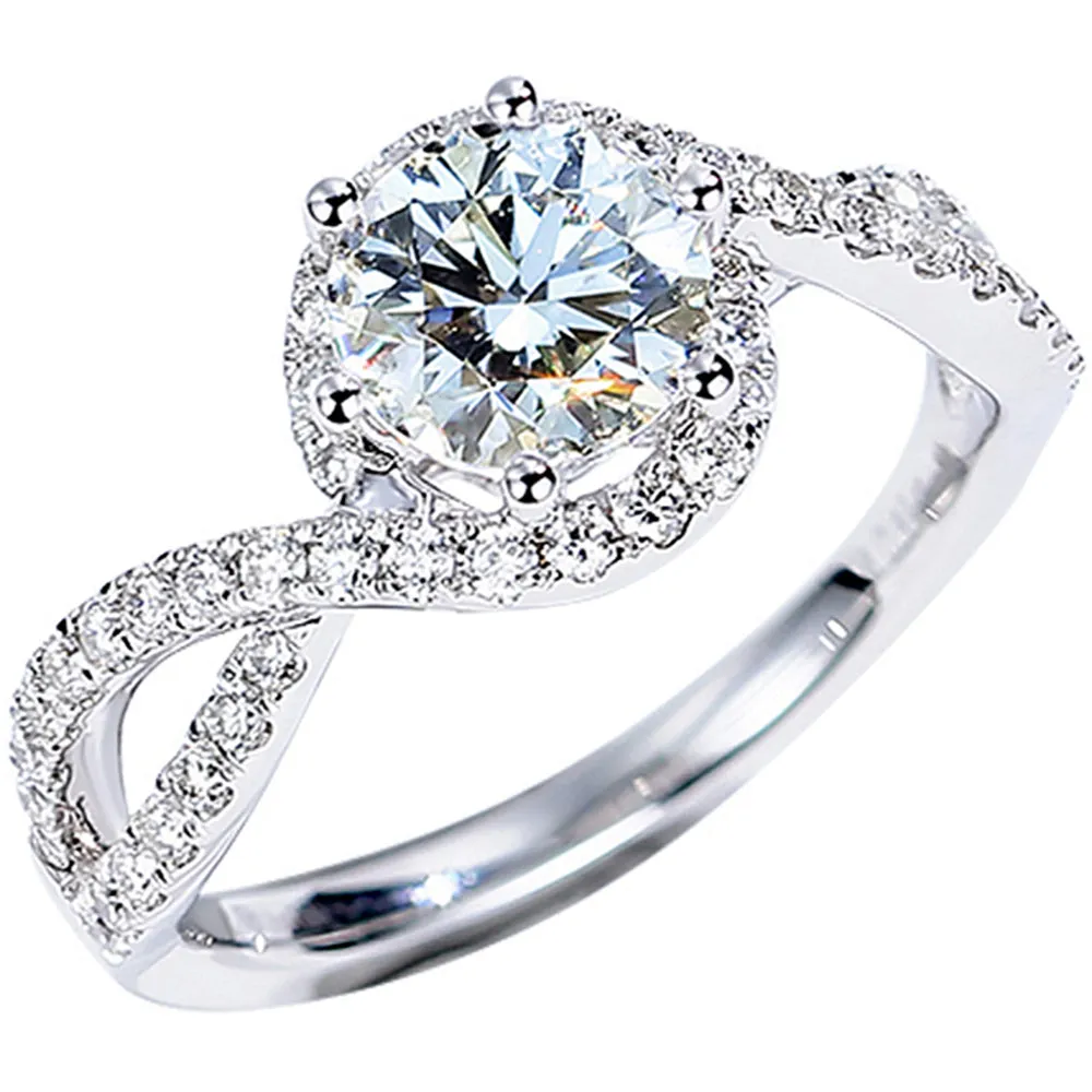 GIA Diamond Criss Cross Halo Engagement Ring