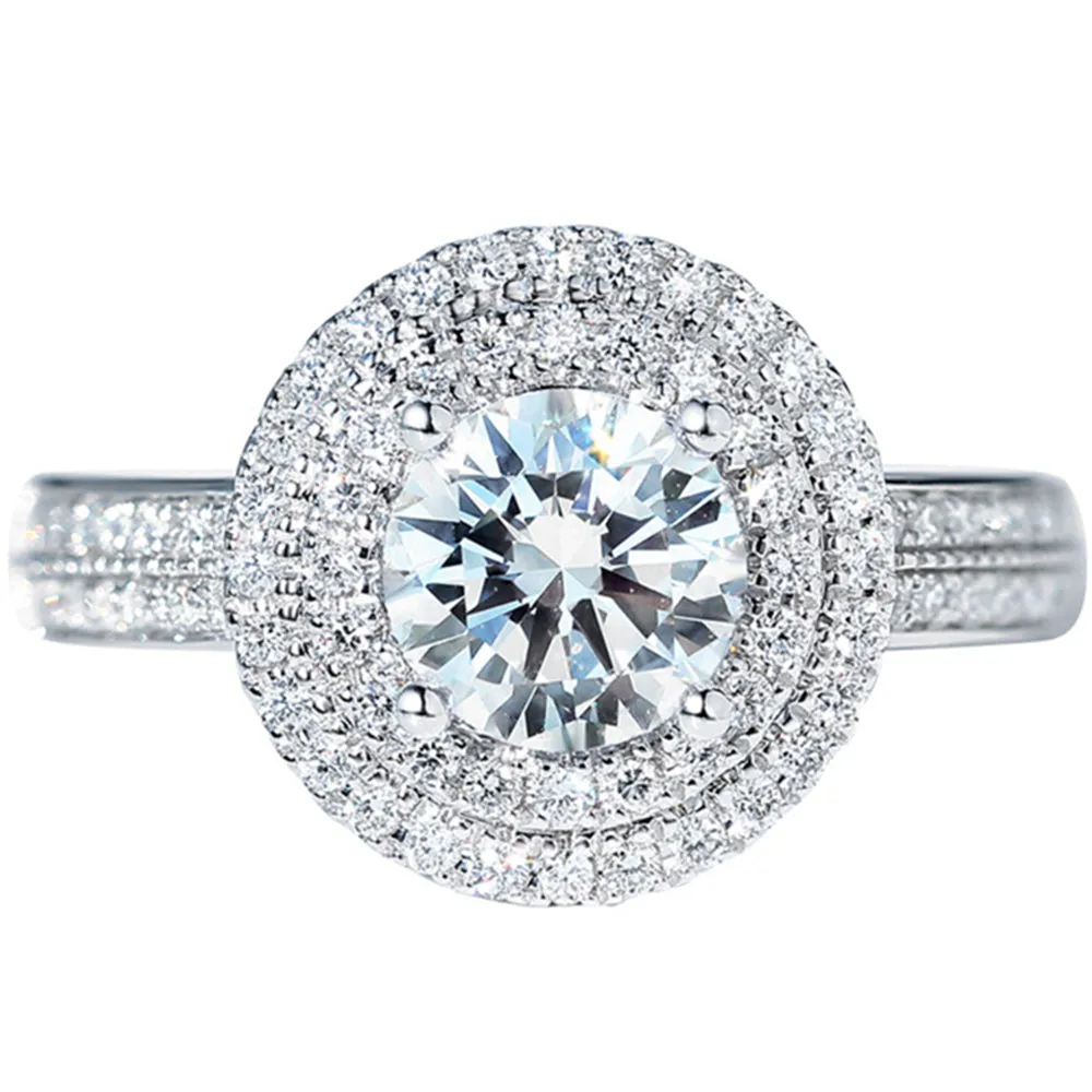 GIA Diamond Double Halo Engagement Ring