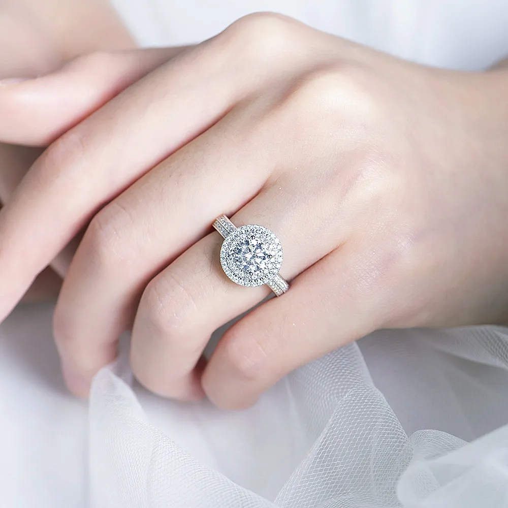 GIA Diamond Double Halo Engagement Ring