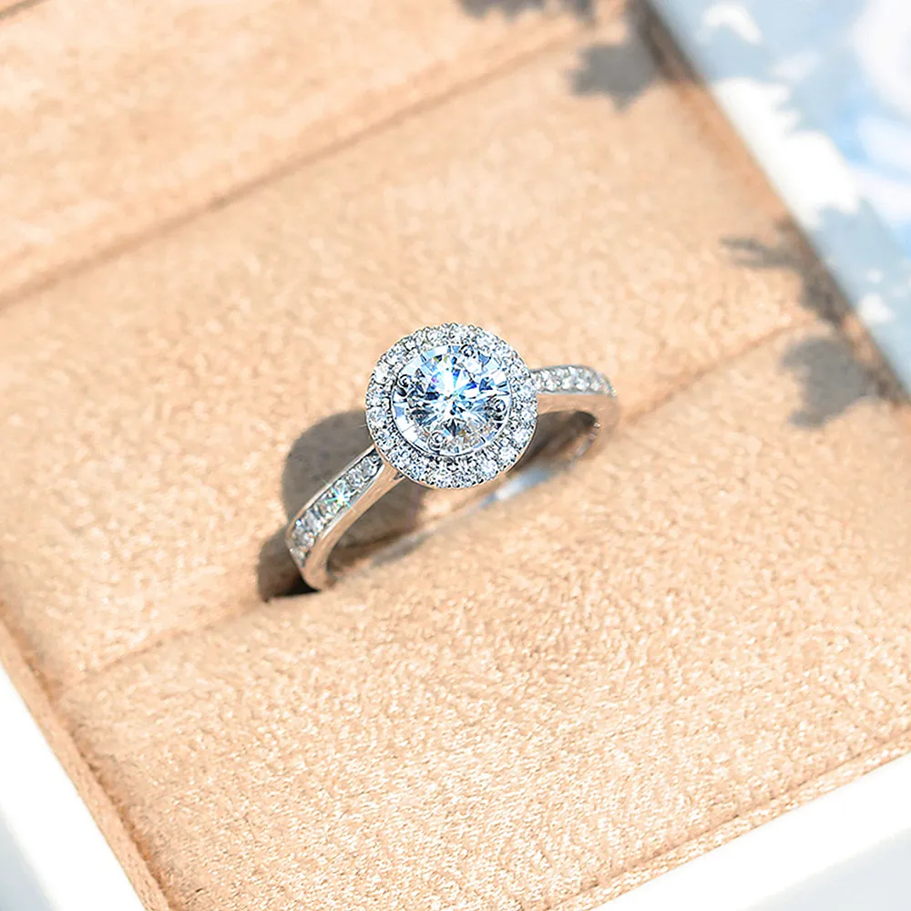 GIA Diamond Halo Engagement Ring