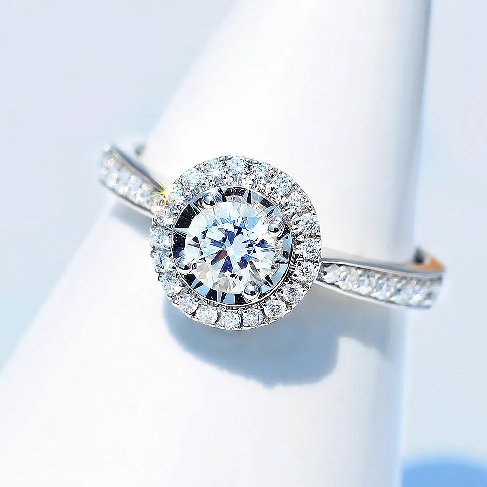GIA Diamond Halo Engagement Ring