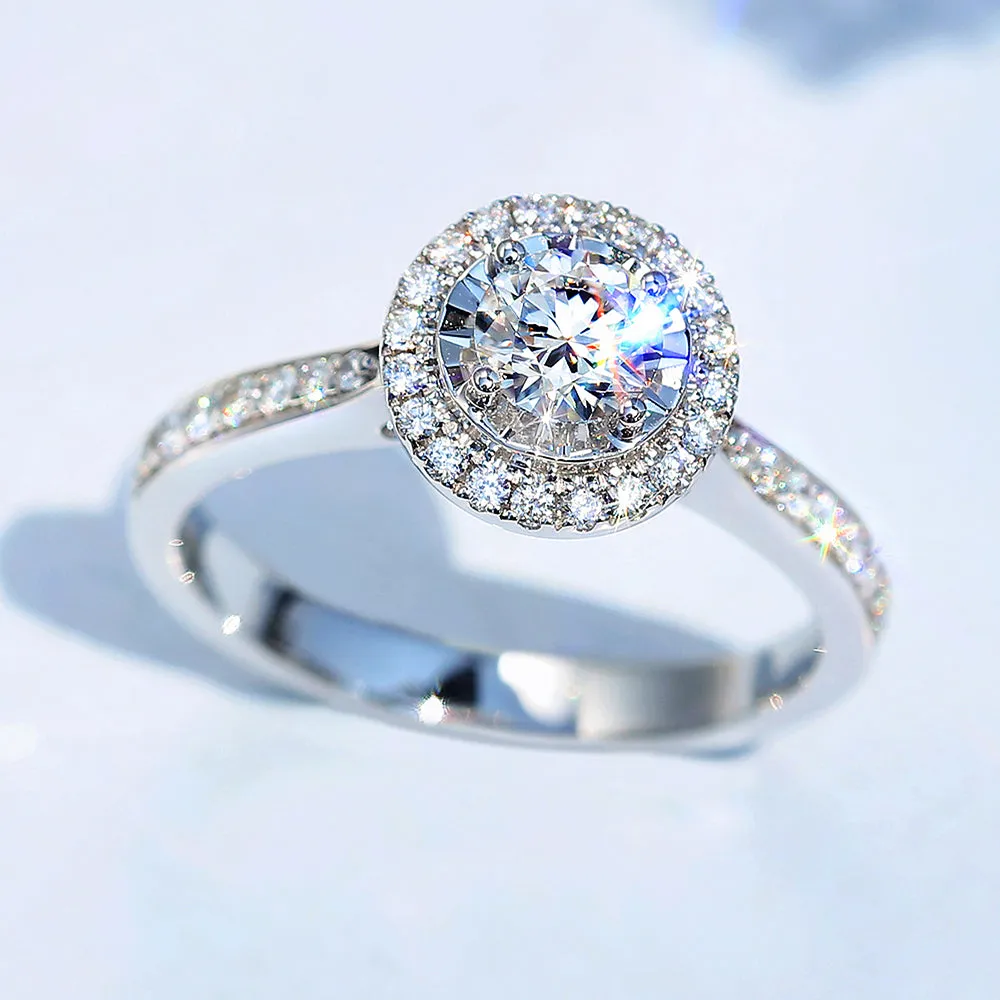 GIA Diamond Halo Engagement Ring