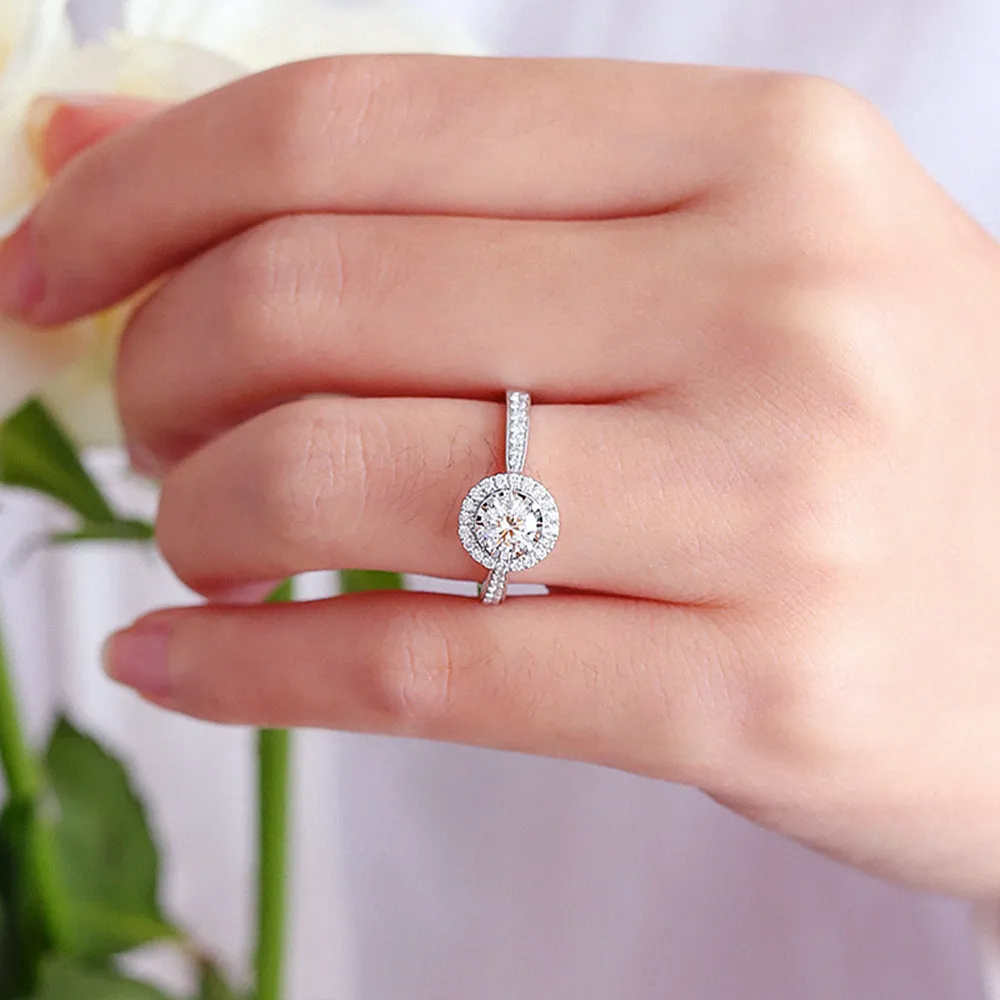 GIA Diamond Halo Engagement Ring