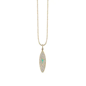 Gold & Diamond Enamel Surfboard Charm