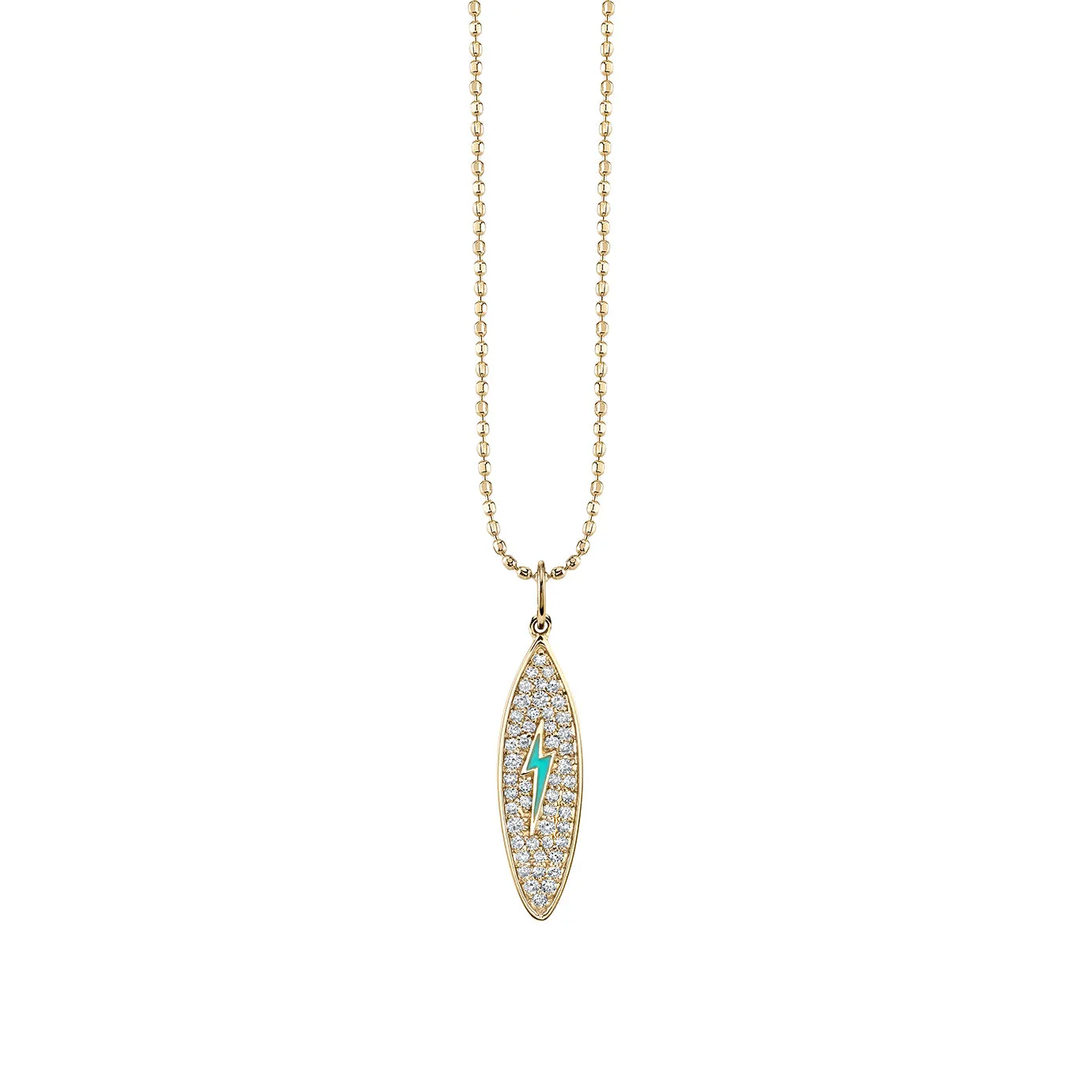 Gold & Diamond Enamel Surfboard Charm