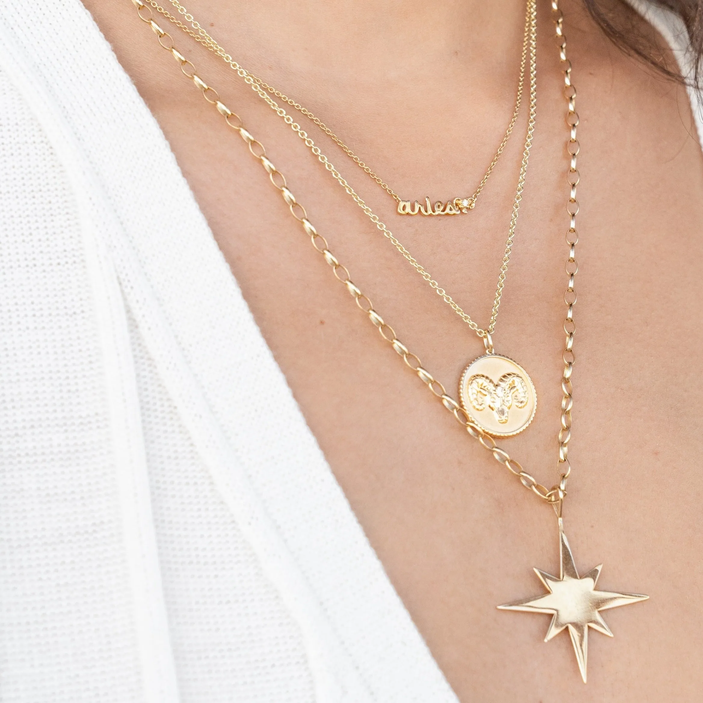 Gold & Diamond Large Leo Zodiac Medallion
