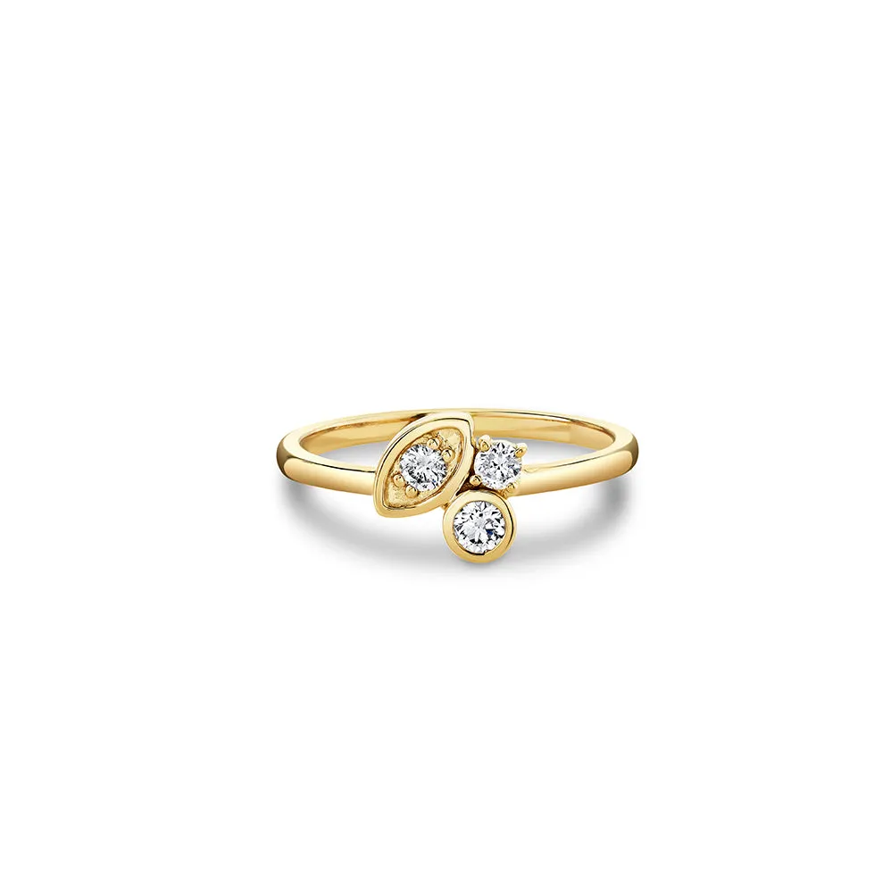 Gold & Diamond Marquise Eye Cluster Ring
