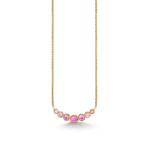 Gold & Pink Sapphire Graduated Bezel Necklace