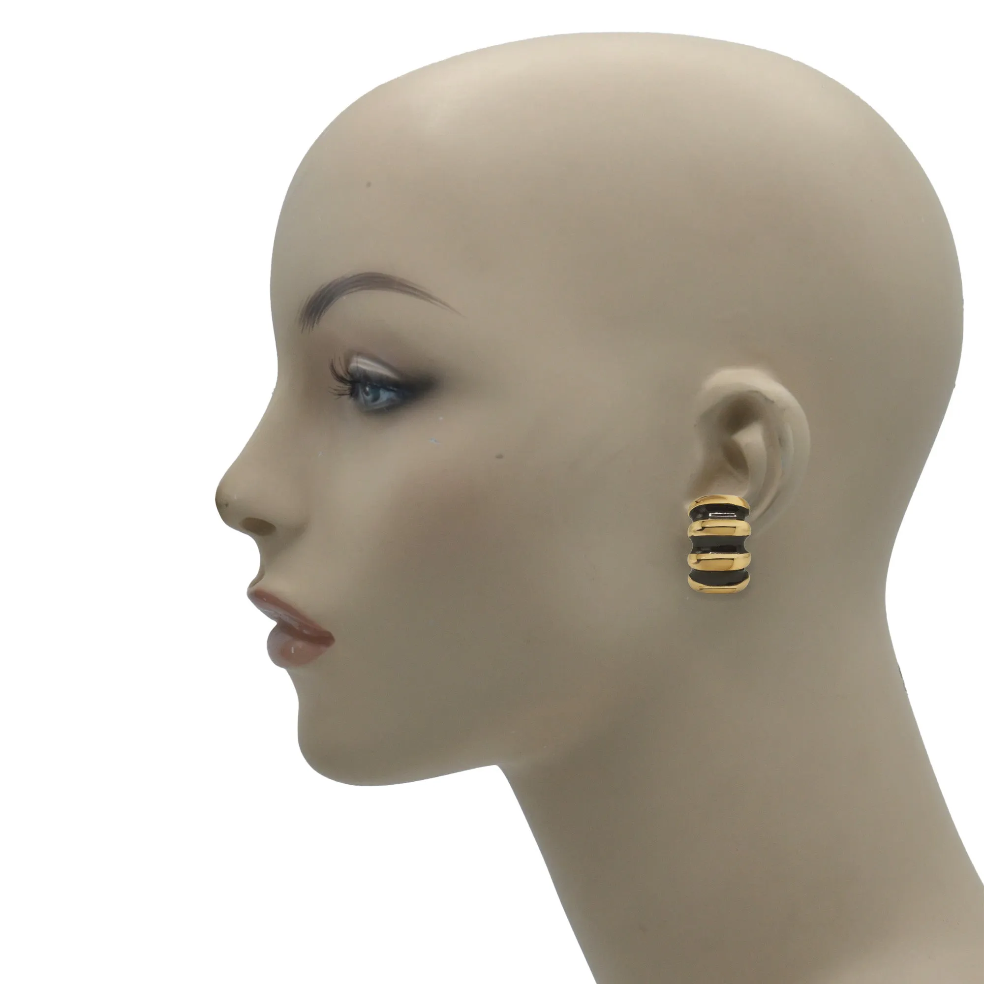 Gold and Black epoxy Shrimp clip-on earrings #HNE90923GBK(GH8)