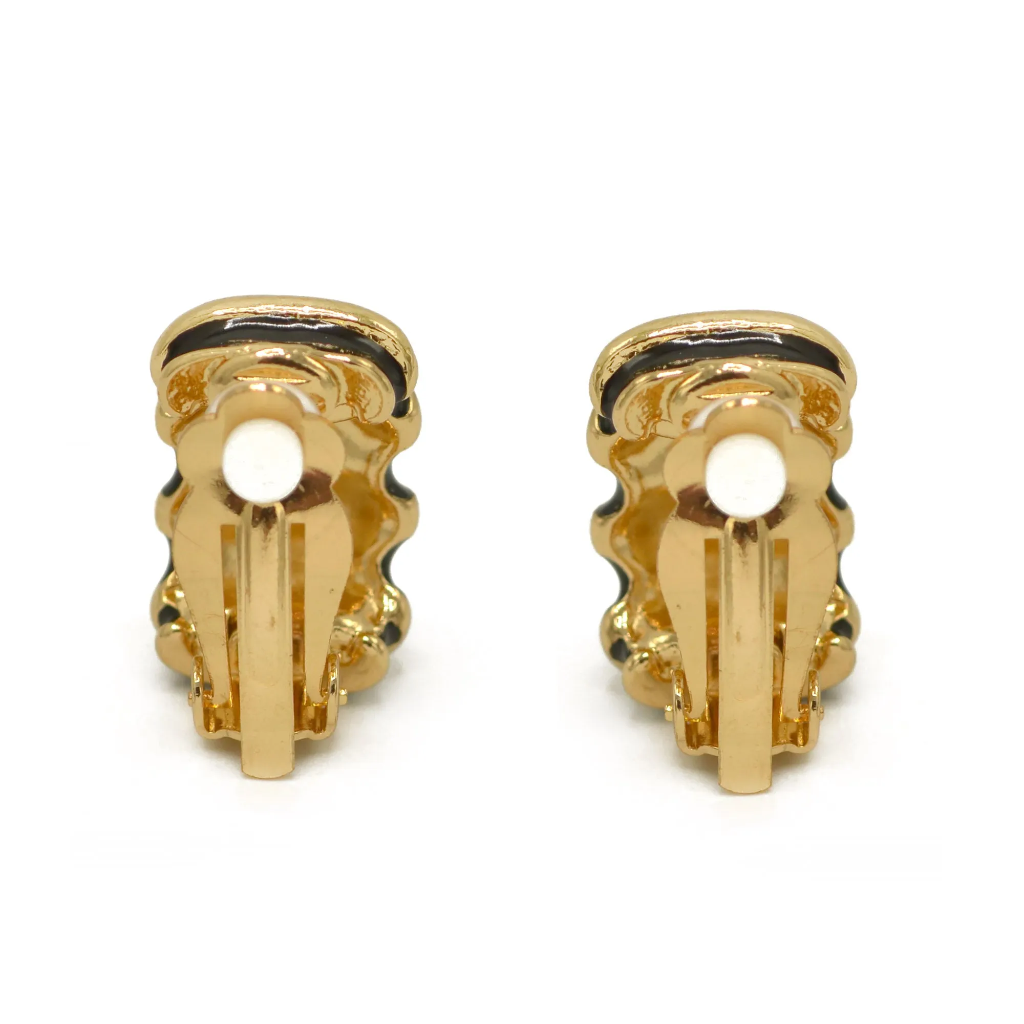 Gold and Black epoxy Shrimp clip-on earrings #HNE90923GBK(GH8)