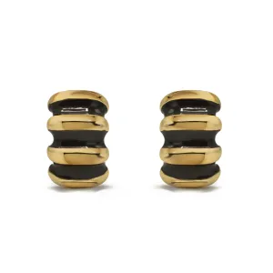 Gold and Black epoxy Shrimp clip-on earrings #HNE90923GBK(GH8)
