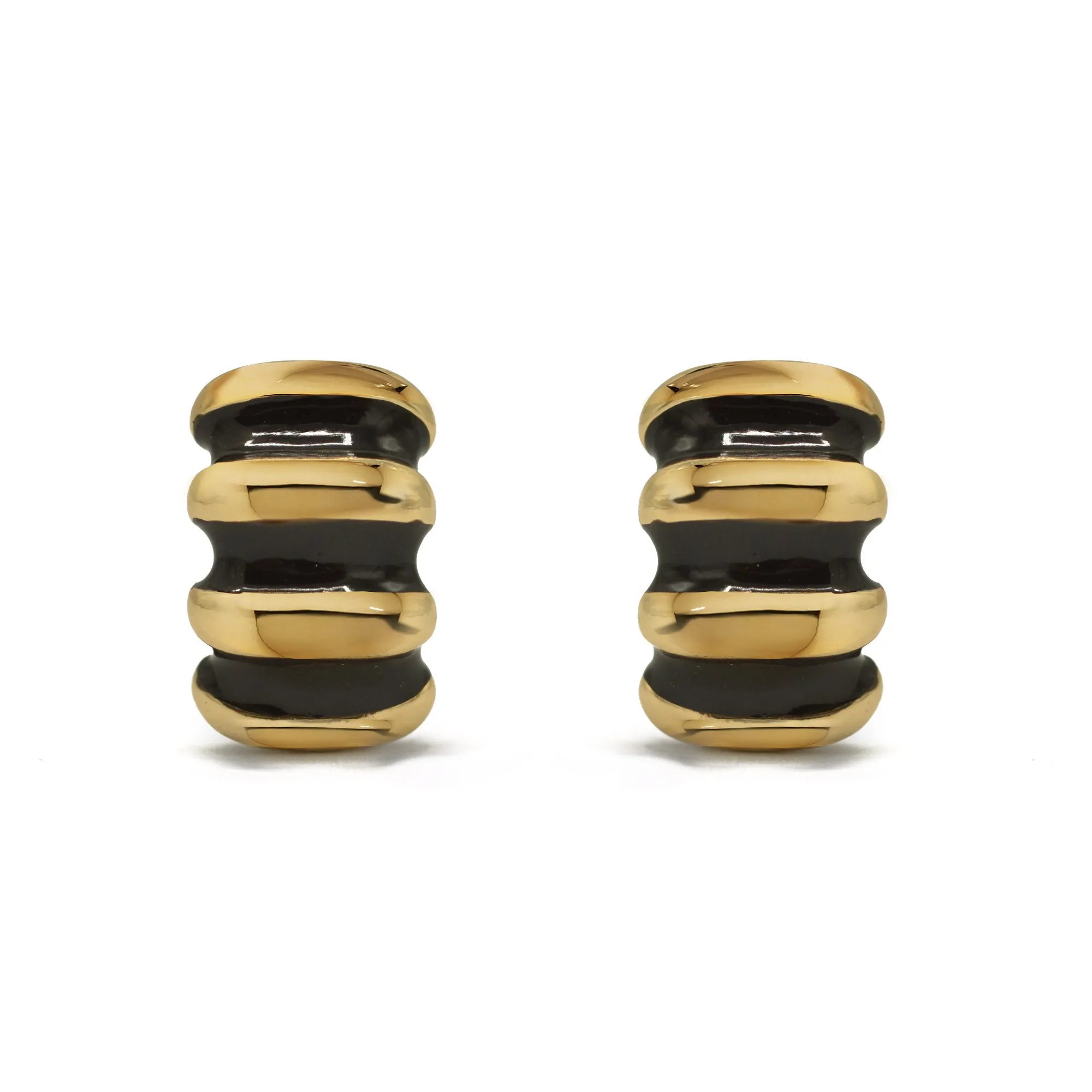 Gold and Black epoxy Shrimp clip-on earrings #HNE90923GBK(GH8)