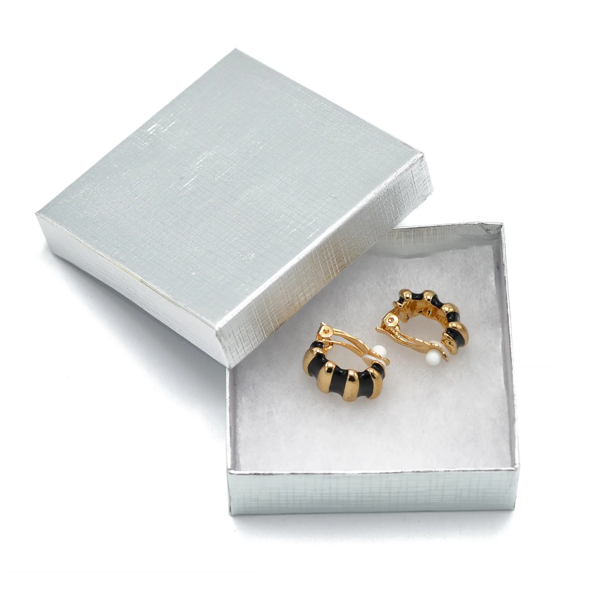 Gold and Black epoxy Shrimp clip-on earrings #HNE90923GBK(GH8)