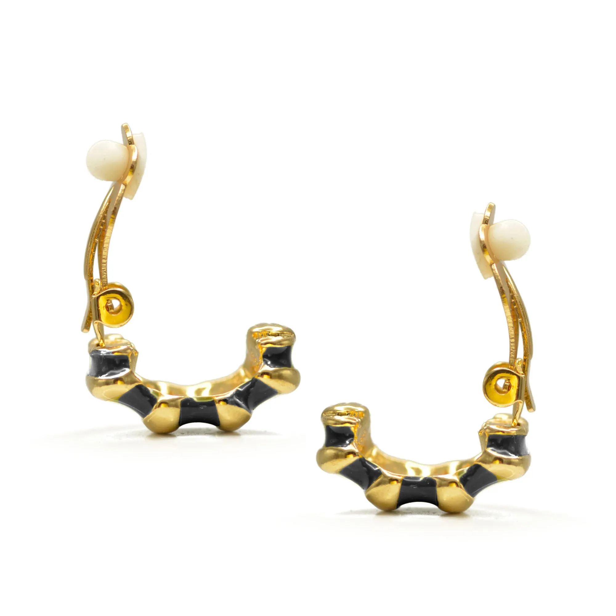 Gold and Black epoxy Shrimp clip-on earrings #HNE90923GBK(GH8)